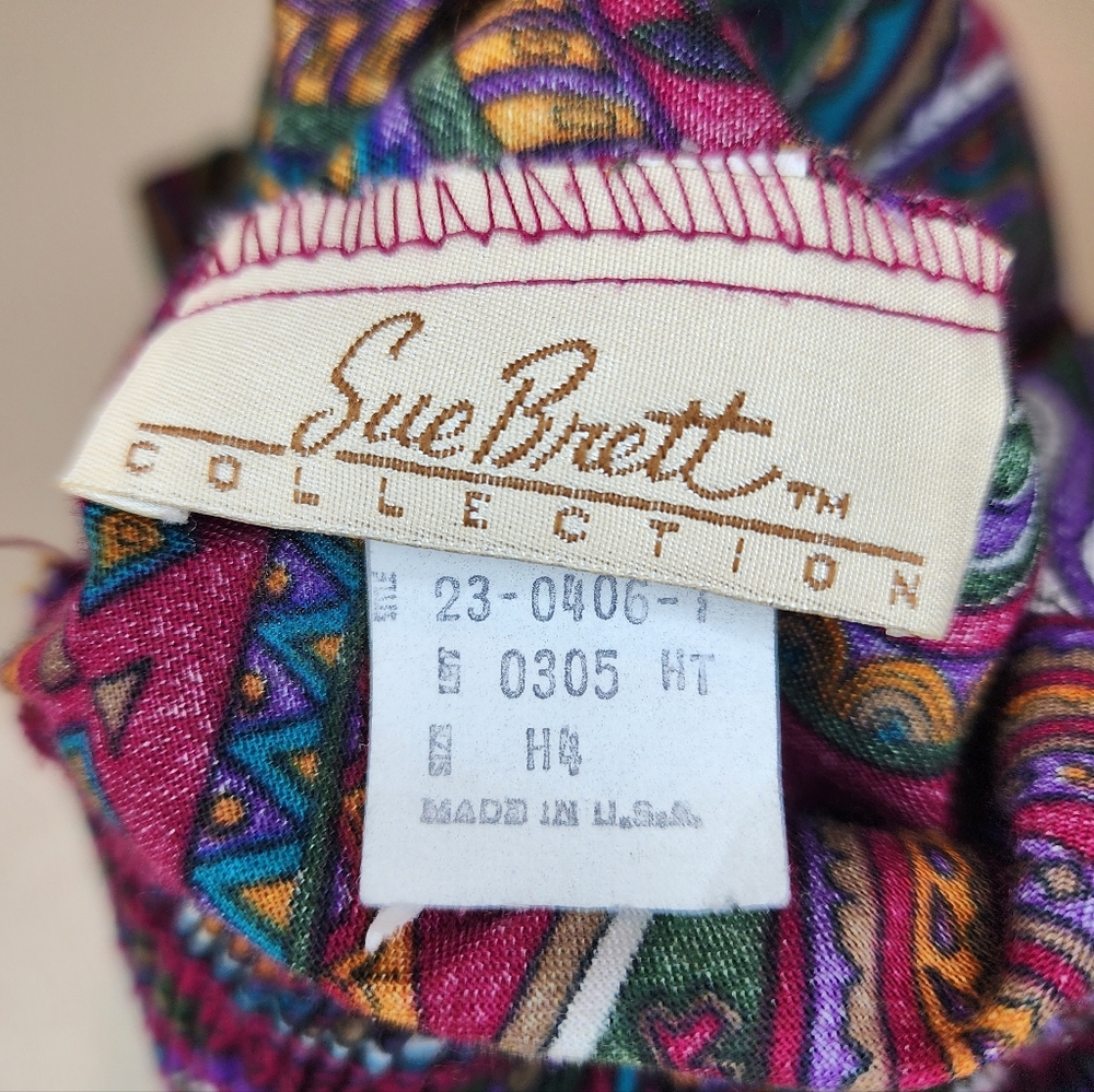 Vintage Sue Brett Collection Colorful Paisley Teachers Skirt - Picture 8 of 9